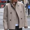 Jaquetas e Casacos Femininos Vintage Casuais Estampa Lisa Outono Inverno Manga Longa