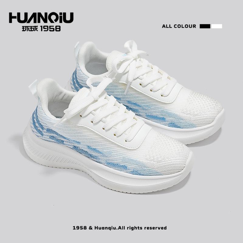 

Global mesh flying weaving 22 summer new breathable thick-soled heightening casual sports running shoes 40 синій