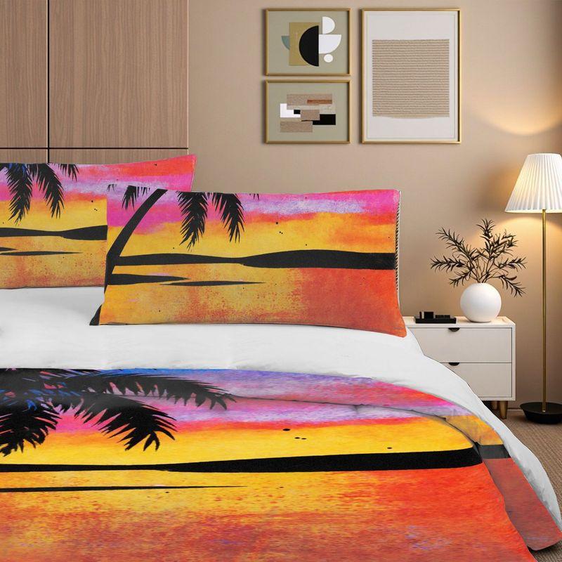 3-Piece Bedding Pillowcase Quilt Cover Set Sunset Beach Pattern 2D Digital Printing Suitable For Bedroom Dormitory Decoration