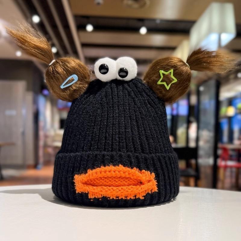 Cute Funny Knit Hat Women Street Snap Winter Thick Warm Ear Protection Cap