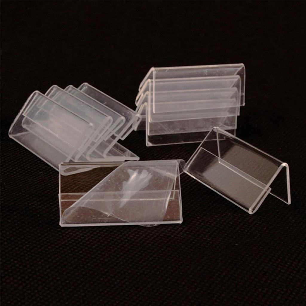 2025+ 150Pcs Clear Signage Card Holder Poster Holder Plastic Mini Label Holder Acrylic Card Display Stand 2x4cm