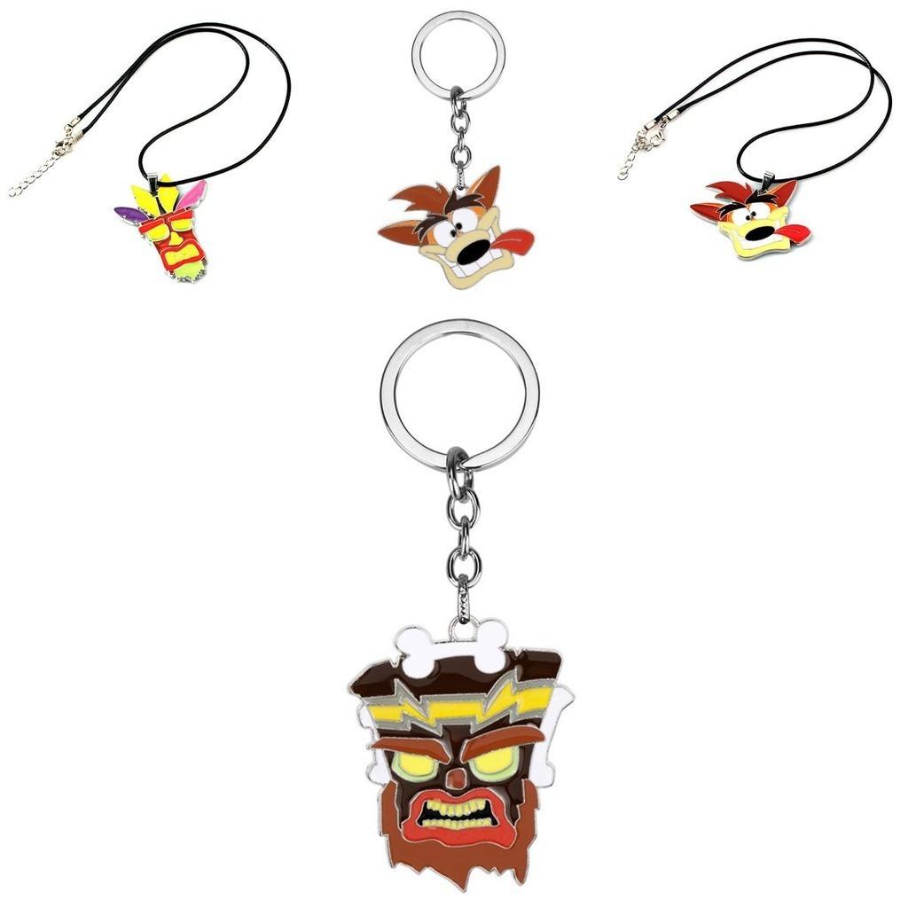 Premium Quality Crash Bandicoot Action Figure Aku Mask Dr Neo Cortex Keyring Pendant