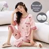 Women's Cartoon Summer Sleepwear Set with Built-in Bra, Short Sleeves, Cropped Pants, Lightweight Home Wear for Indoor or Outdoor Use