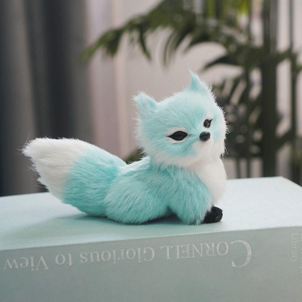 Lifelike Mini Plush Simulation Fox Squatting Animal Figurine Soft Plush Toy  Kids Gift