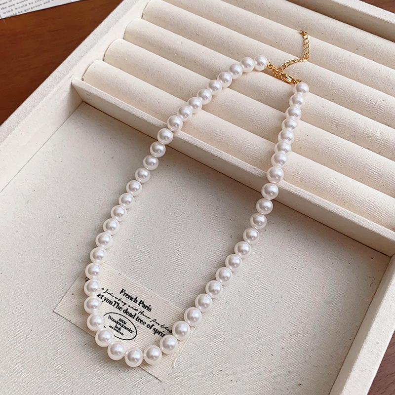 Baroque Water Drop Pearl Fringe Necklace Temperament Collarbone Chain French Retro Necklace Women
