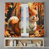 Piece Set High Definition Digital Printed Curtainsautumncolorfulsquirrelwithmapleleavespineconesforeststylehome Decoration Curtain Polyester Washable