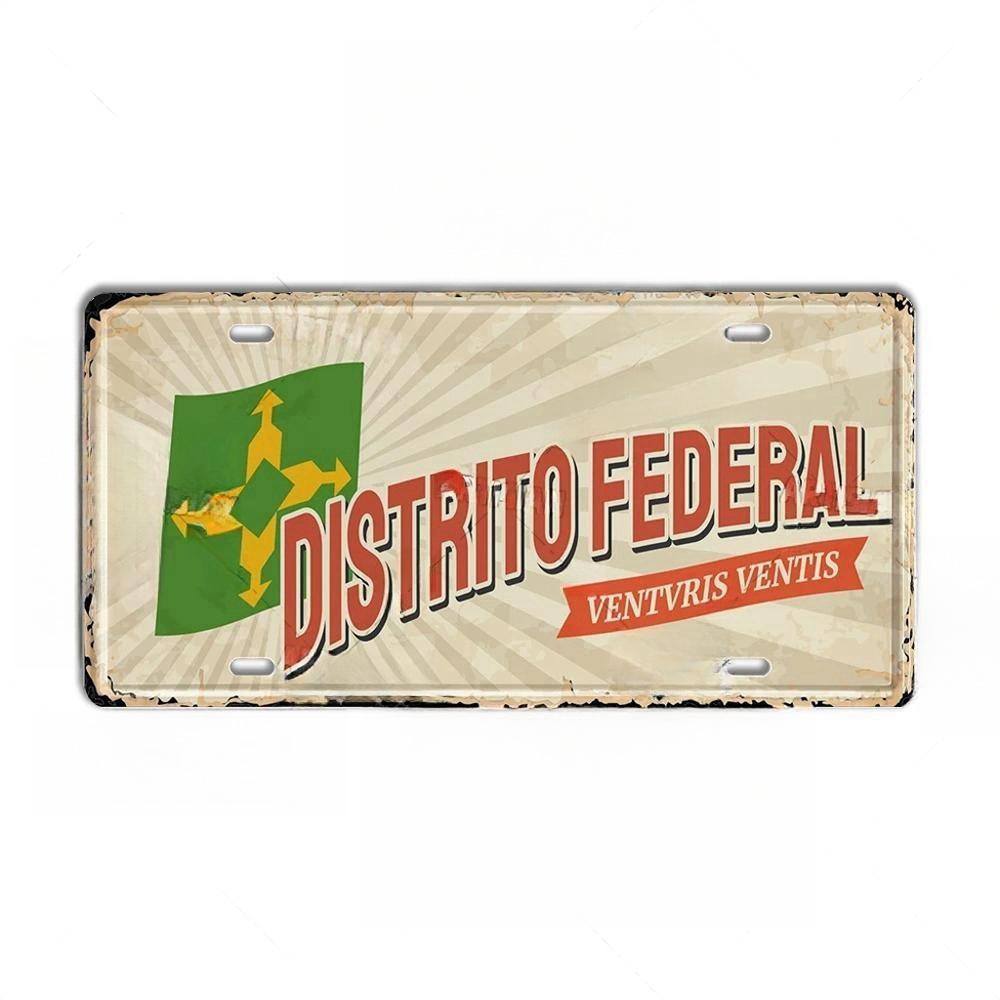 Vintage BRAZIL Landmark License Plate Rio De Janeiro Metal Sign City State Decorative Car Plate Bar Pub Garage Club Wall Decor