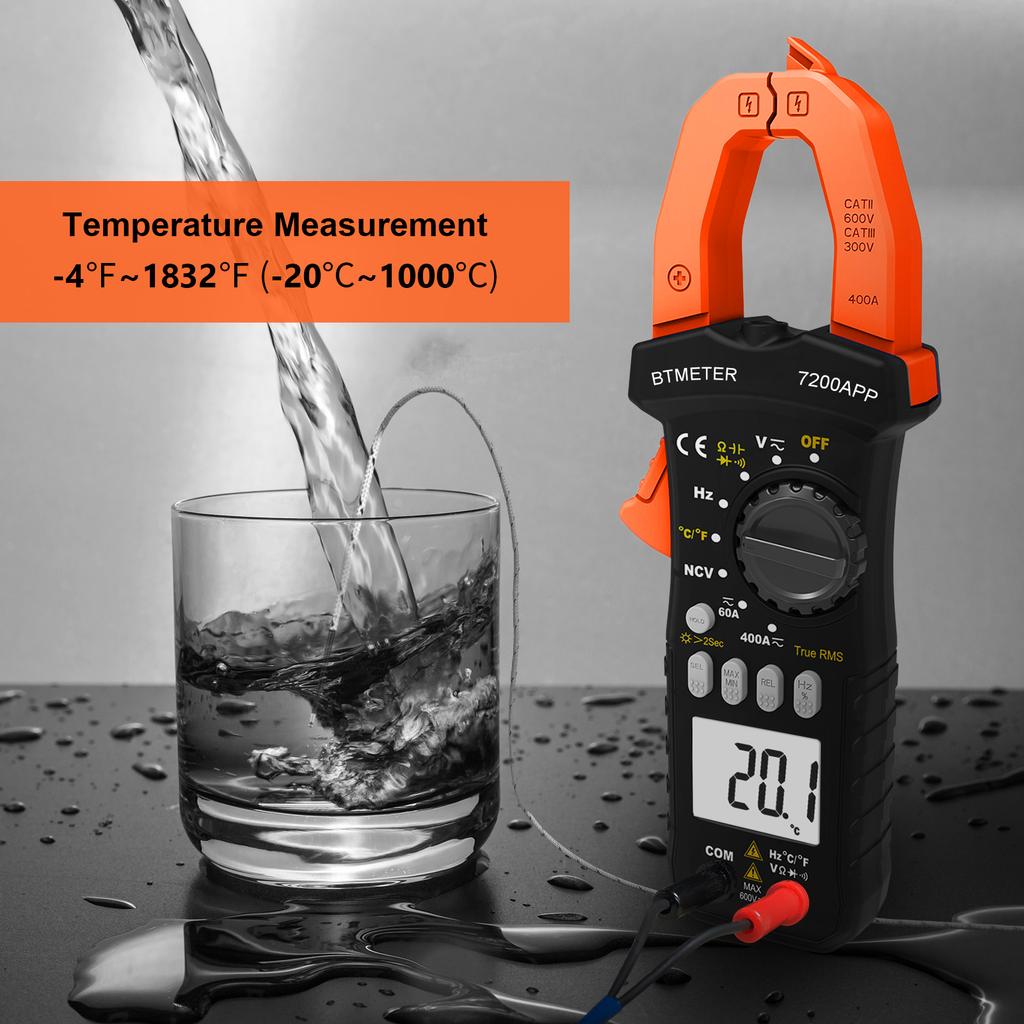 Bluetooth Clamp Multimeter, 7200APP Voltage & Capacitance Tester, 6000 Counts True RMS Multimeter, Auto-Ranging Ohmmeter
