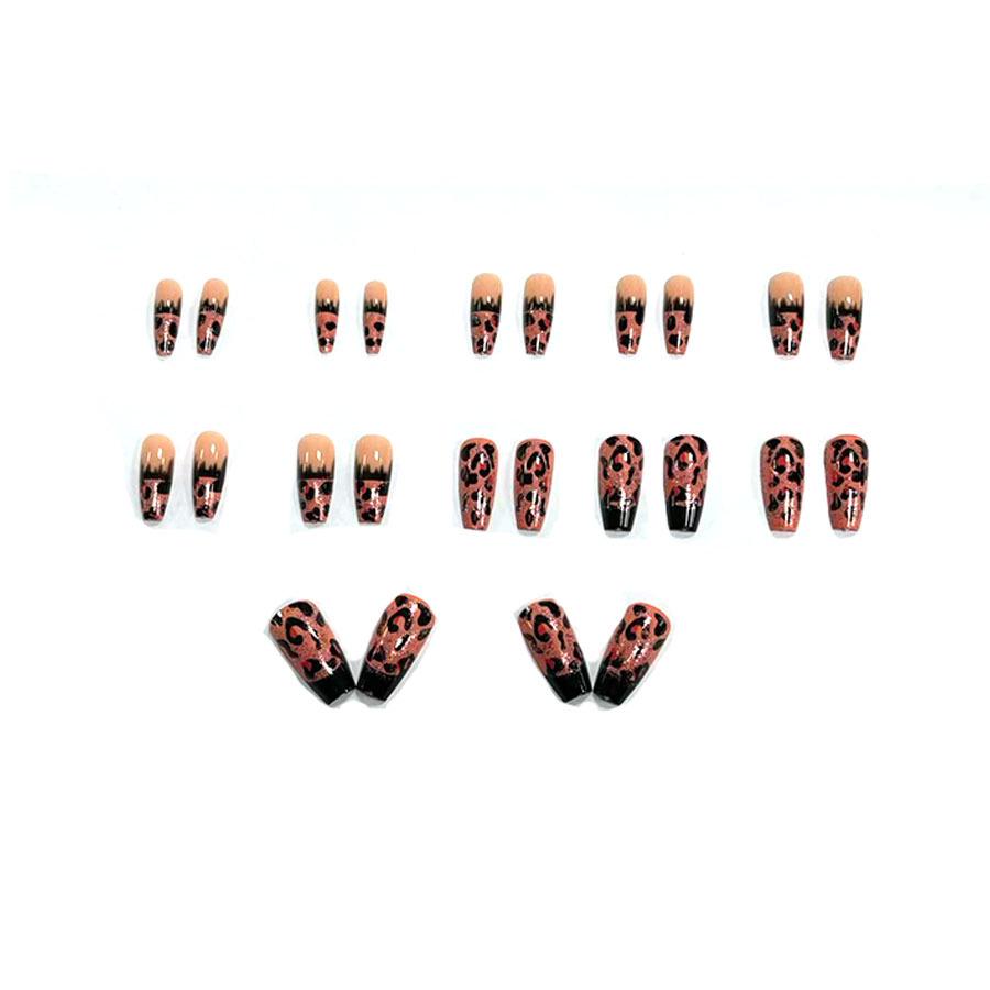 Leopard Print Versatile Cool Style Nails - 24-Piece Autumn/Winter Whitening European/American Collection