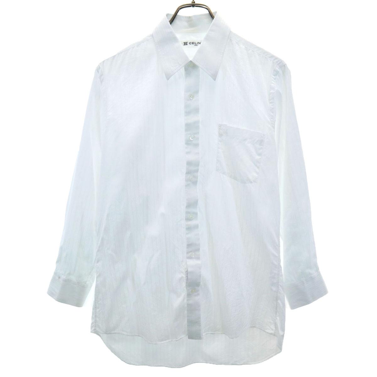 

CELINE Рубашка хлопковая с длинным рукавом в полоску белая Мужская Б/у