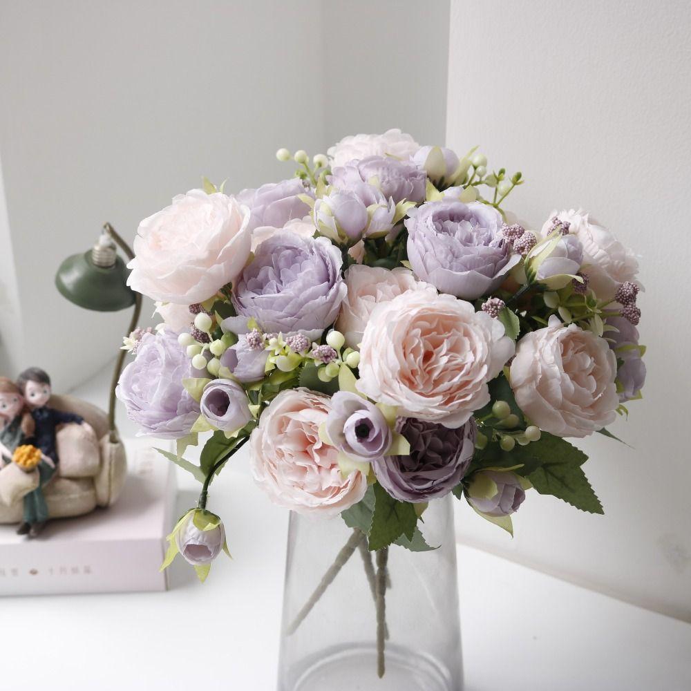 Vases Decoration Artificial Rose Flowers Peony Shape Festival Decoration  Festival Use