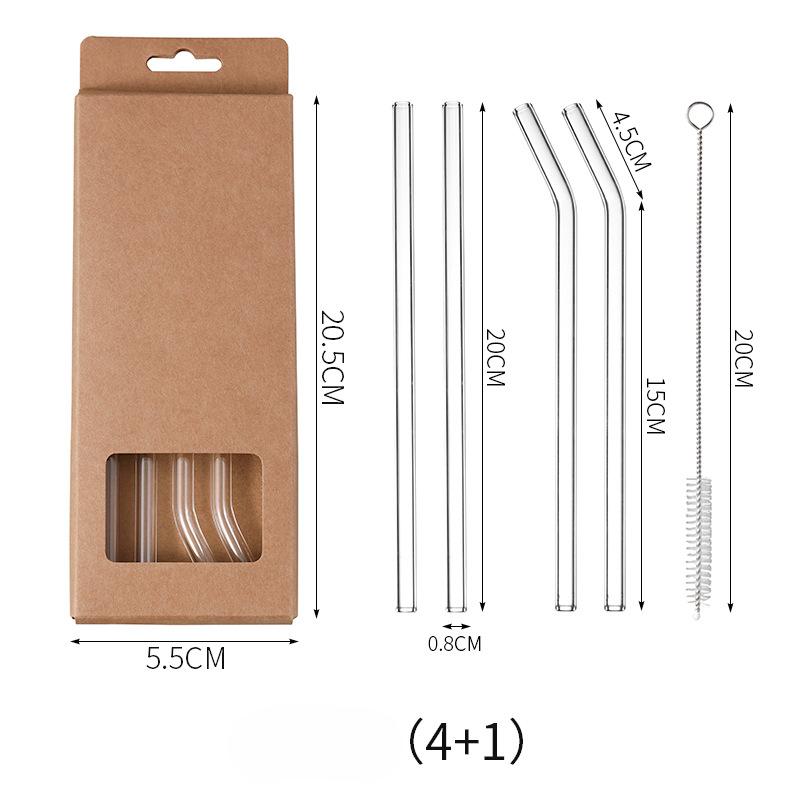 High Borosilicate Transparent Glass Straw Heat-resistant Durable Set of Lipstick-proof Non-disposable Pregnant Women Juice Drink Tube Cleaning