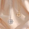 N&S Vintage Stainless Steel 18K Gold Plated Necklace for Women Lucky Wheel Eight-Point Star Shell Pendant Fashion Jewelry Trendy