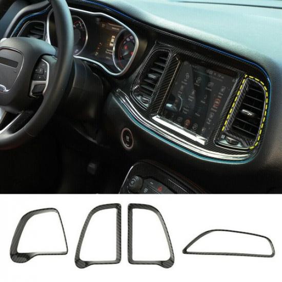 Dashboard Air Conditioner Vent Trim Ring For Dodge Challenger 2015+ Carbon Fiber