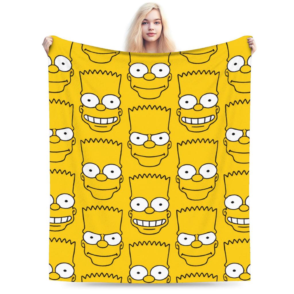 Bart S-Simpsons Character Blanket Girl Flannel Throw Blanket For Chair Sofa Bed Super Soft Design Quality Bedspread Gift