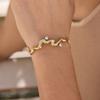 Youthway 18K Gold PVD Plated Wave Zircon Open Bracelet For Women Trendy Stainless Steel Waterproof Cuff Bangle Jewelry Gifts