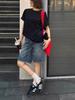 Summer 2025 Retro High-Waisted Denim Shorts - Trendy Slimming Mid-Length Style