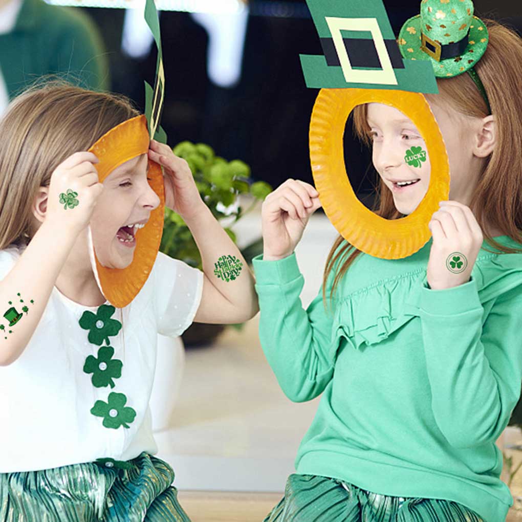 Pack of 10 St.Patrick's Day Hat Temporary Stickers Face Art Waterproof Arm Hand Decorations Supplies Kids Adult