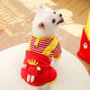 Striped Pet Clothes Soft Dog Four-legged Overalls New Year Cat Sweatshirt  Autumn/Winter