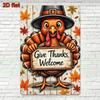 1pc Vintage Turkey Metal Wall Sign, Rustic Give Thanks Welcome Plaque, Smiling Turkey Autumn Leaves Thanksgiving Decor