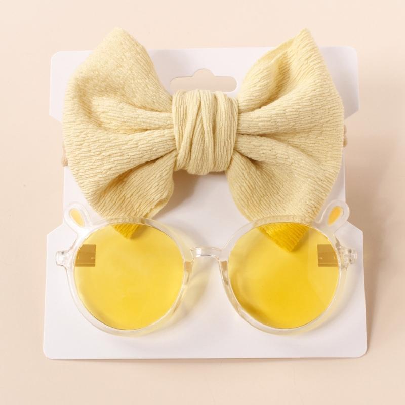 Baby Girls Headband Sunglasses Decor Kit Children Kids Supplies Seaside Beach- Accessories Bows Hair Band & Sunglasses