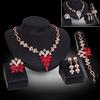 Women's Wedding Bracelet Necklace Jewelry Set Clear Crystal Statement Ring Earrings KTJ