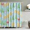 Christmas Shower Curtain With Festive Print Waterproof Fabric, Santa Claus Snowman Design For Bathroom Decorations In Multicolor