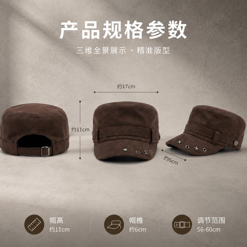 Autumn and winter hat women's fashion retro flat top hat versatile solid color simple equestrian hat showing face ducktongue newsboy hat