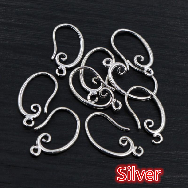 

10pcs 19x11mm High Quality Classic 8 Colors Plated Brass French Earring Hooks Wire Settings Base Settings Whole Sale серебряный