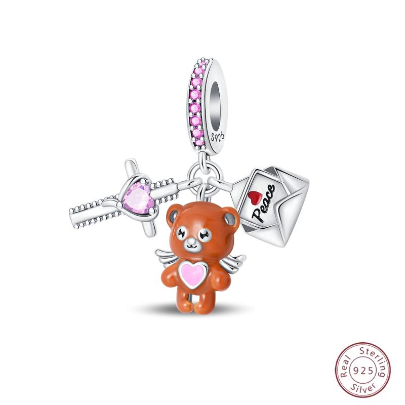 Copper Beaded Pendant Shiny Zircon Dessert Donut For Original 3Mm Bracelet Ladies Fine Jewelry