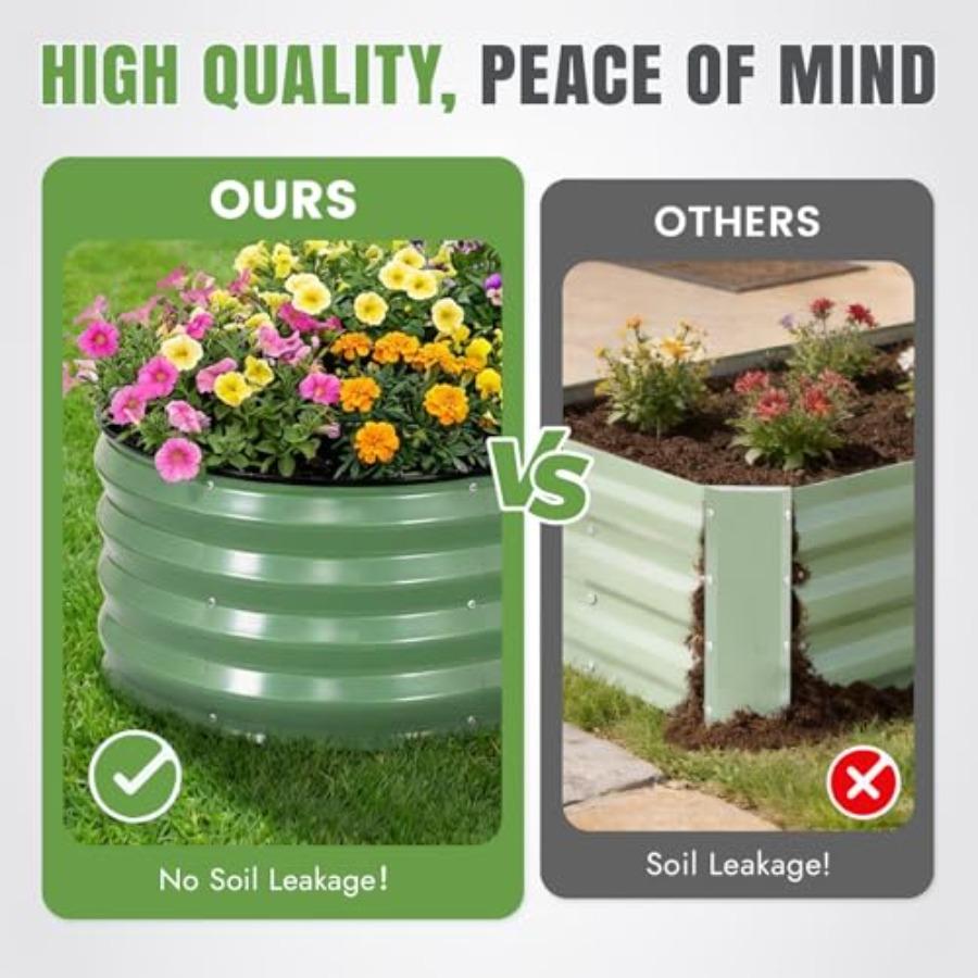 3Pcs Galvanized Raised Garden Bed Kit Outdoor Metal Raised Garden Beds for Vegetables Flowers Herbs Rust-Resistant Easy Assembl