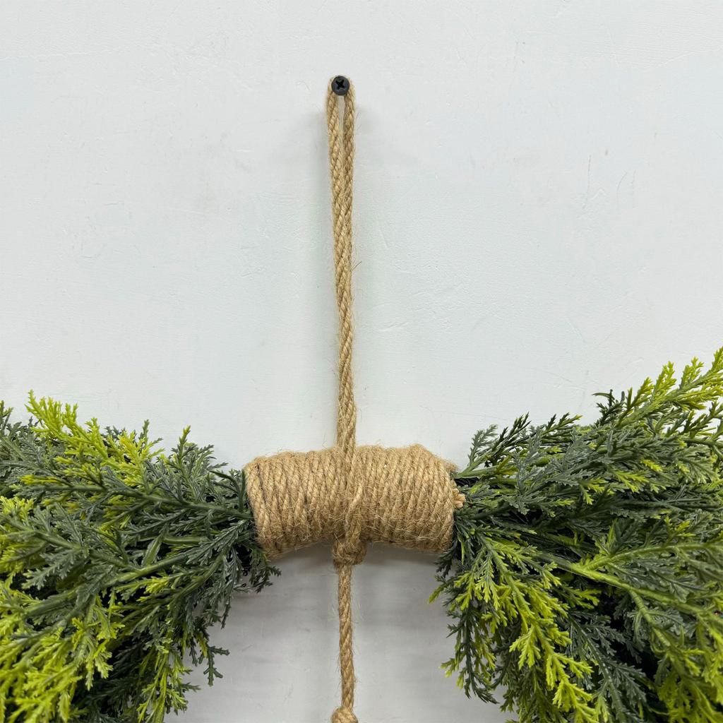 50cm Cedar Heart Shaped Bell Wreath Front Door Hanging Wreath Decor Versatile for Home Party Use