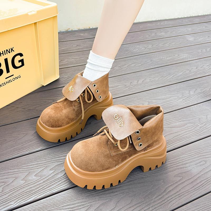 Two British-style Small Thick-soled Martin Boots for Women's 2025 Autumn New Versatile Thin and Heightened Short Boots