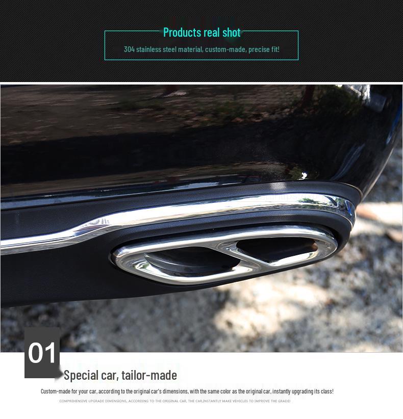 Couvercle de sortie d'échappement compatible pour Mercedes Classe A, C, E, GLC - Modification décorative à quatre sorties.