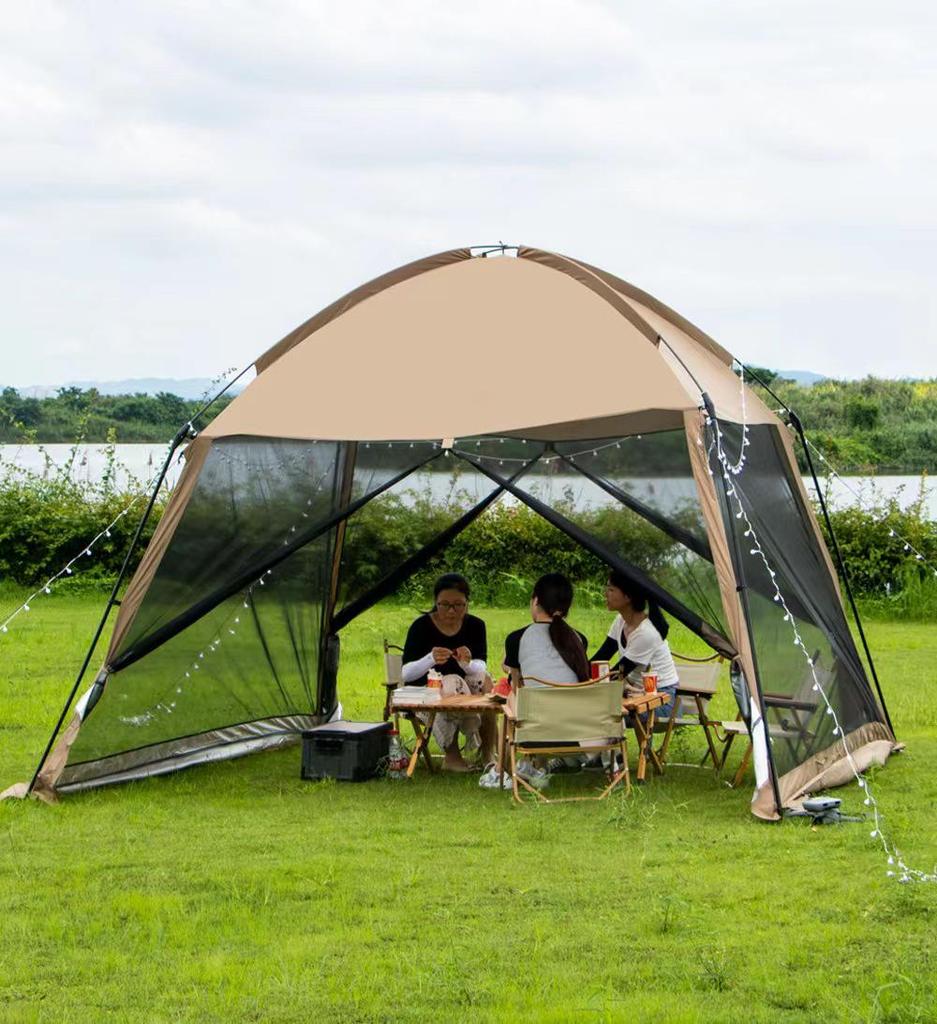 Four Seasons Rainproof Camping Tent: Mesh Anti-Mosquito Sunshade for Outdoor and Beach Use