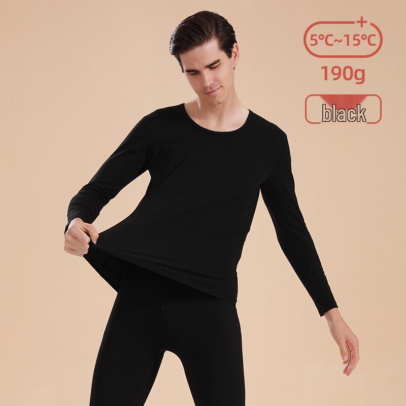 Unisex Slim Fit Cotton Round Neck Warm Underwear Set - Plus Size, Autumn/Winter