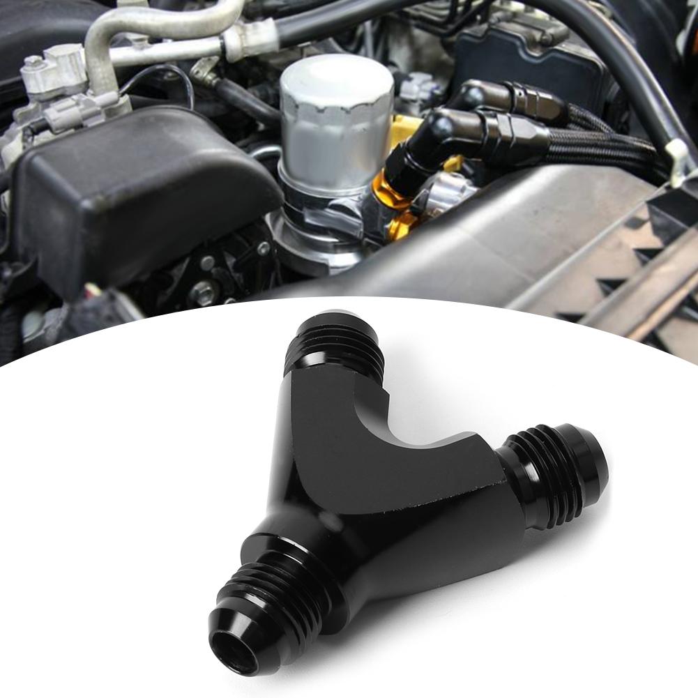 Aluminum Alloy 3 Way Fitting Adapter Y Type AN6 6AN Male to 2X AN6 6AN Male Black
