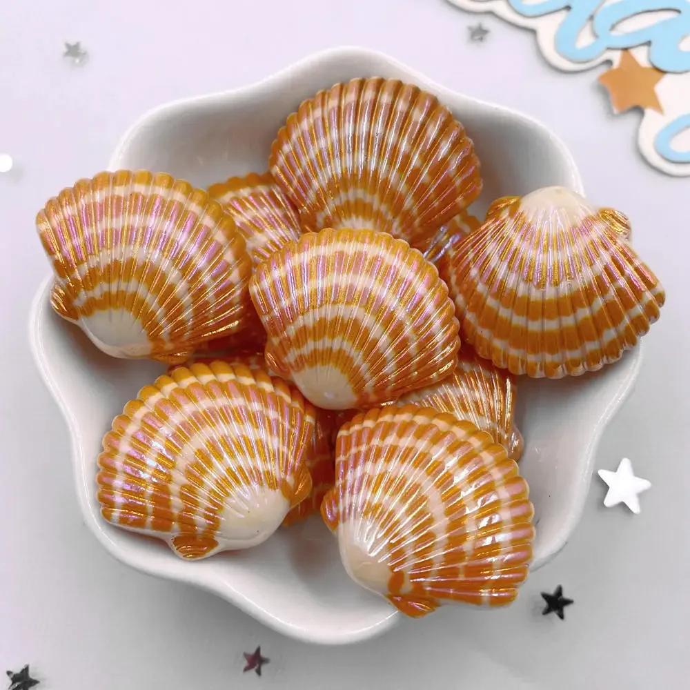 8pcs AB Resin Colorful Flower Shell Figurines Flat Back Cabochon Stone Scrapbook Home Crafts DIY Jewelry Making Accessories
