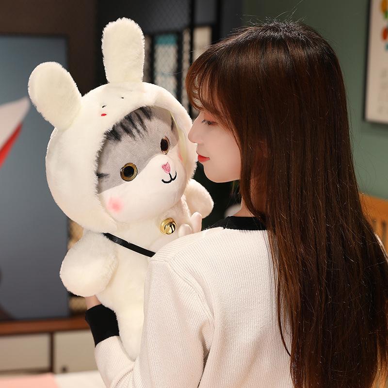 Cat Dress Up Turn Animal Rabbit Dinosaur Crossbody Bag Kitten Plush Toy Stuffed Doll Kid Gift