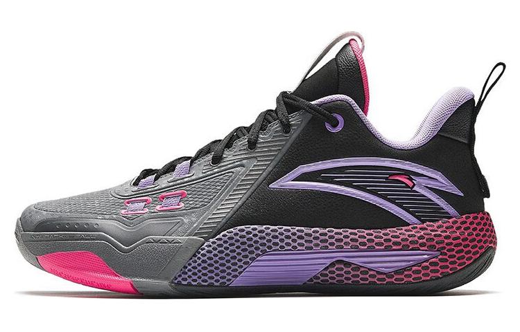 Men's Sneakers Anta Speed Battle 5 Cushioning, Wear Resistant Mid top Basketball Shoes Men's Black Gray Purple