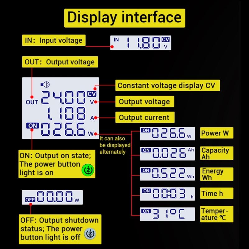 DirectCurrent Power Supply Variable Bucking Boosts Converters Voltages Regulator Constant 6-75V To 0-65V 22A PowerModules