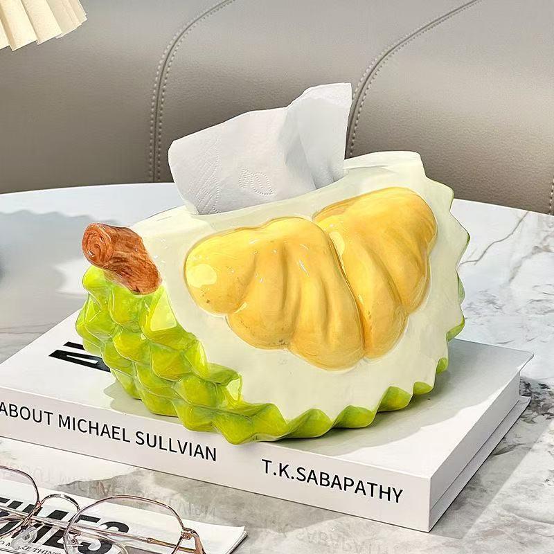 2025  Durian Shaped Paper Towel Holder Creative Large Capacity Tissue Storage Box Smooth Paper Container Tissue Box