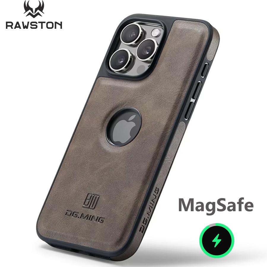 Luxury Strong Magnetic Leather Case for iPhone 16 Pro Max 15 14 Plus 13 12 11 Logo View Wireless Charging Macsafe Magsafe Cover
