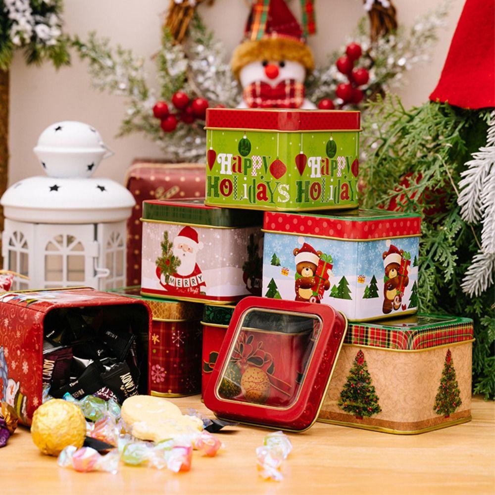 Cartoon Christmas Storage Box Stackable Jar Christmas Snowman Box Cookie Chocolate Tin  Celebration