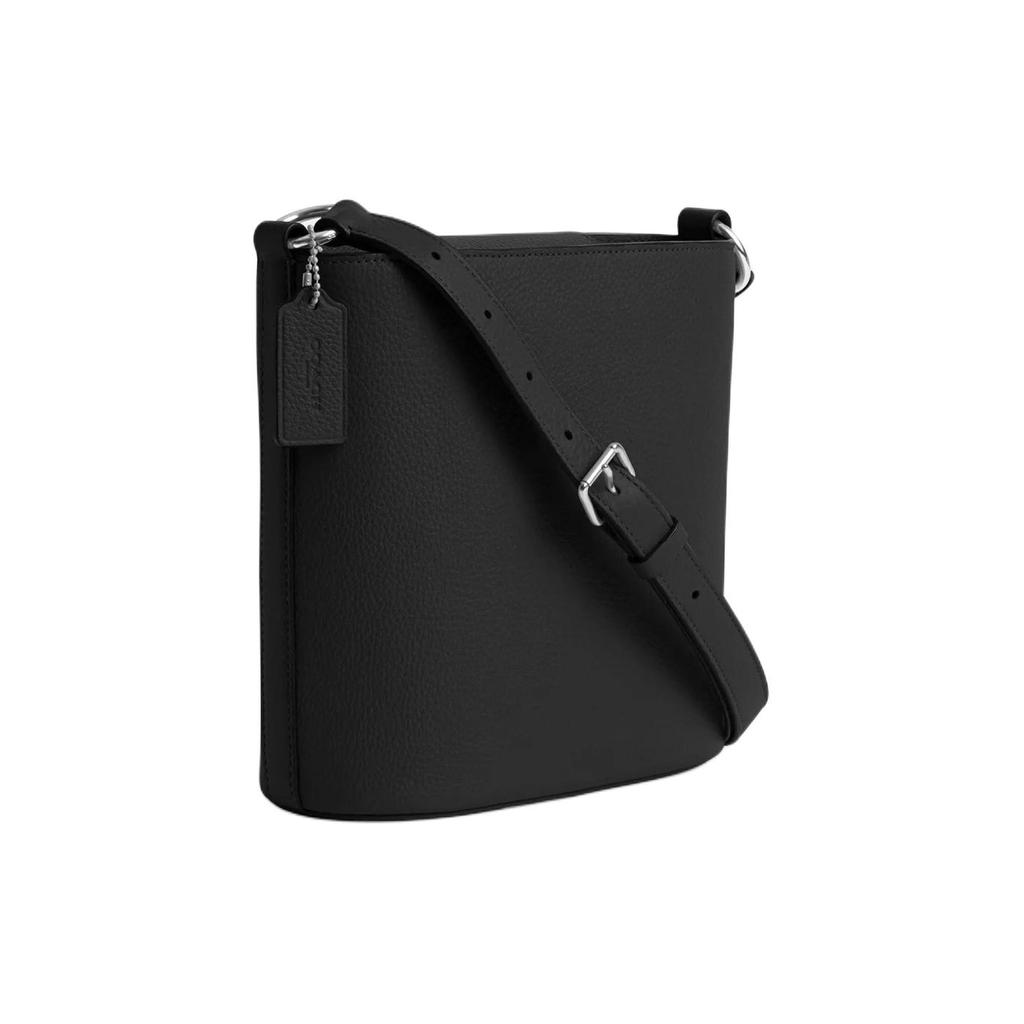 New COACH Pebbled Leather Bucket Bags Crossbody Bag, Shoulder Bag Trumpets Women's Silver & Black CR153-SVBK