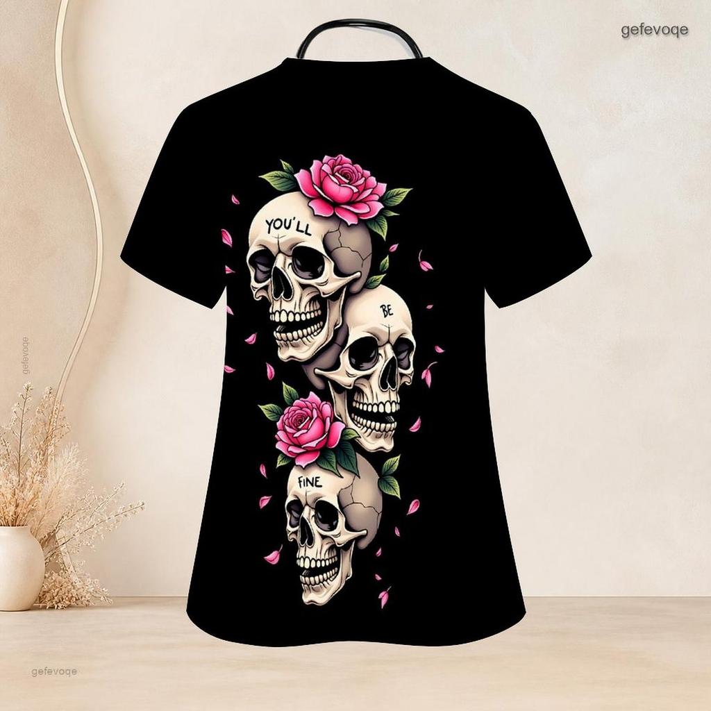 Women Plus Size White Floral Printed Scrub Top Keyhole Neck Short Sleeve With Front Pockets