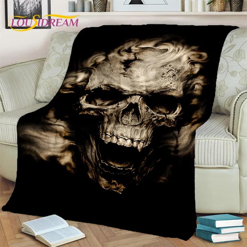 Horror Gothic Skull Ghost Cartoon  Blanket,Soft Throw Blanket for Home Bedroom Bed Sofa Picnic Travel Office Cover Blanket Kids