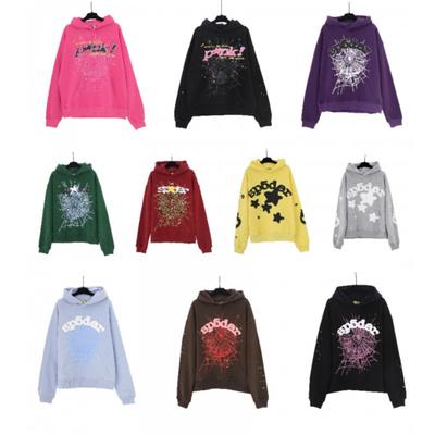 Herren Hip Hop Hoodie Mit Spinnennetz Stern Print Lockerer Baumwoll-Sweatshirt Winter Freizeitkleidung
