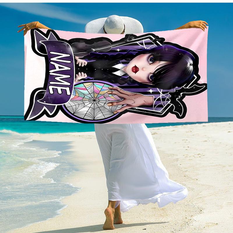 Personalized Customized Proof Beach Towel with Wednesday Addams Pattern - Soft, Absorbent,quick-drying,perfect Swimming,camping&bathing