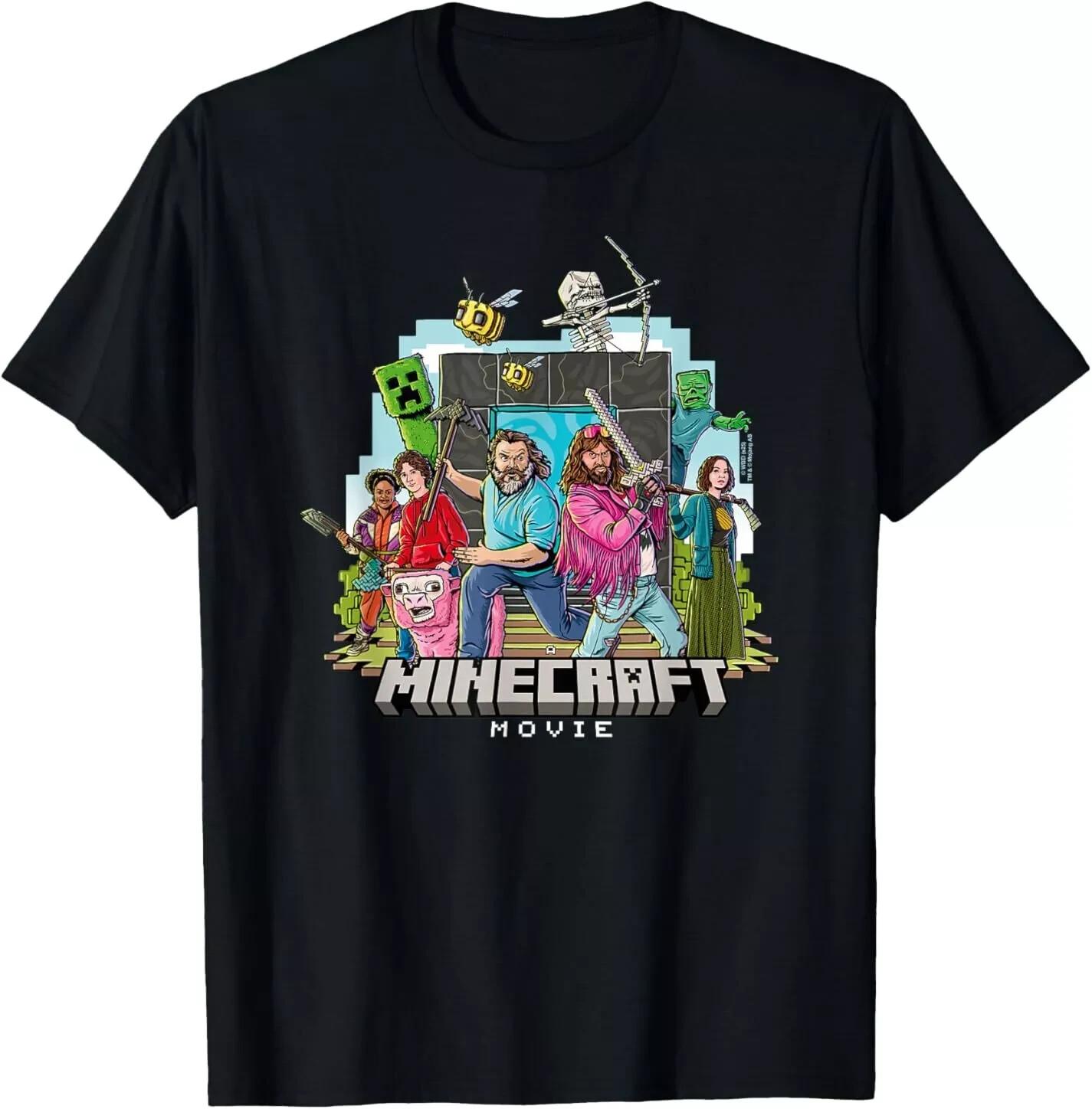 Футболка с групповым снимком главных героев фильма Minecraft в мультяшном стиле XXL